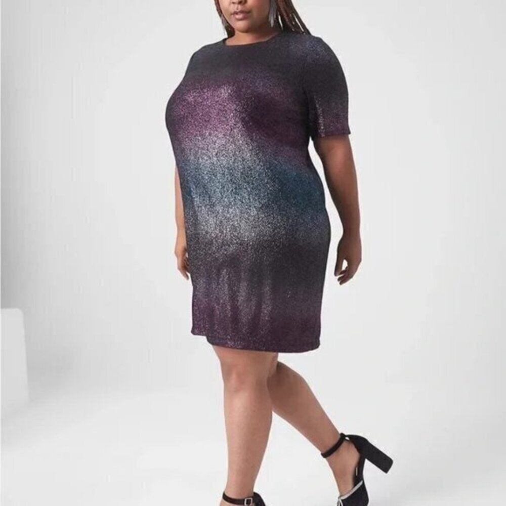 Lane Bryant Shimmering Multicolor OMBRE Midi Dress. NWT.